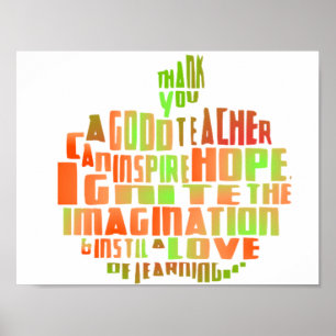 Teacher Gift Poster Typography Quote Apple