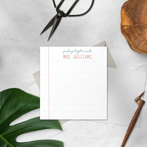 Teacher Gift Preppy Lined Paper Notepad