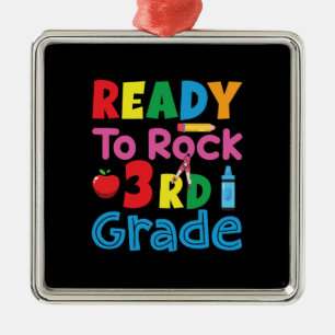 Teacher Gift Ready To Rock 3rd Grade Metal Ornament