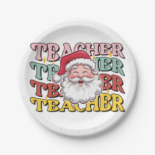 Teacher Gift Santa Teacher Paper Plates