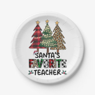 Teacher Gift Santa's Favorite Teacher Paper Plates