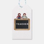TEACHER gift tag card Raggedy Ann Andy chalkboard.