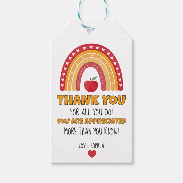 Teacher Gift Tag – Thank You Rainbow Design (Front)