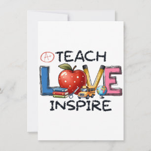 Teacher Gift Teach Love Inspire Note Card