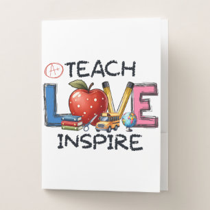 Teacher Gift Teach Love Inspire Pocket Folder