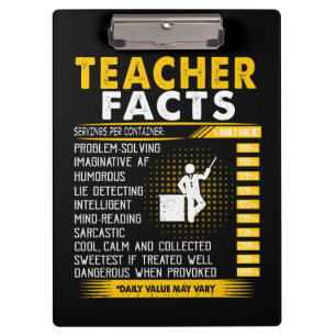 Teacher Gift Teacher Facts Clipboard
