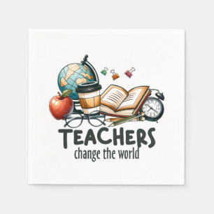 Teacher Gift Teachers Change The World Napkins