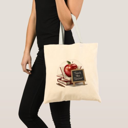 Teacher Gift Tote Personalize Apple Thank You