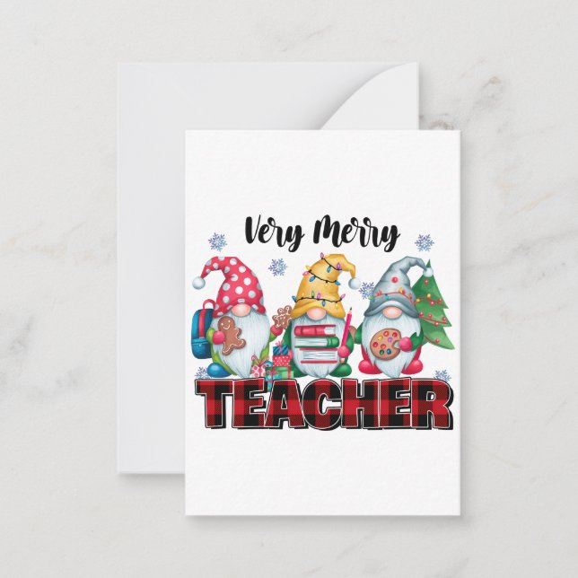 Teacher Gift | Very Merry Teacher Note Card (Front)