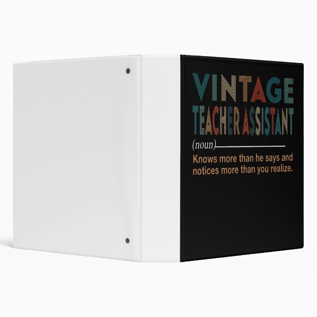 Teacher Gift | Vintage Teacher Assistant 3 Ring Binder (Background)