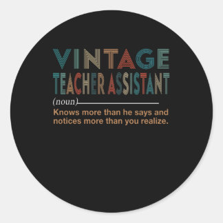 Teacher Gift | Vintage Teacher Assistant Classic Round Sticker