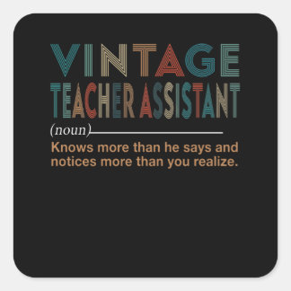 Teacher Gift | Vintage Teacher Assistant Square Sticker