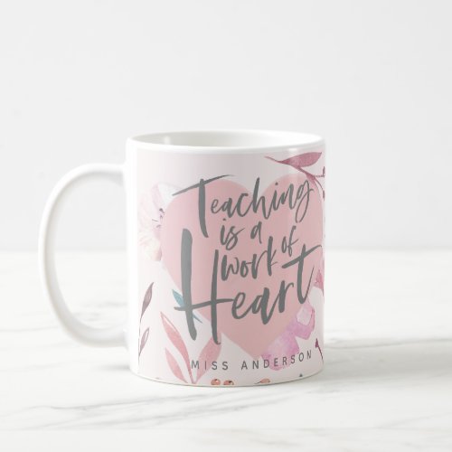 Teacher gift watercolor heart coffee mug