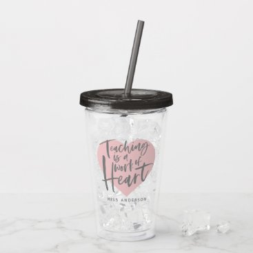 Teacher gift watercolor heart coffee mug acrylic t acrylic tumbler