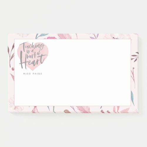 Teacher gift watercolor heart post_it notes
