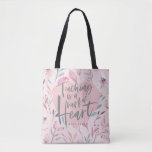 Teacher gift watercolor heart tote bag