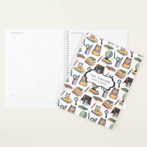 Teacher Gift  Watercolor Pattern Personalized Planner