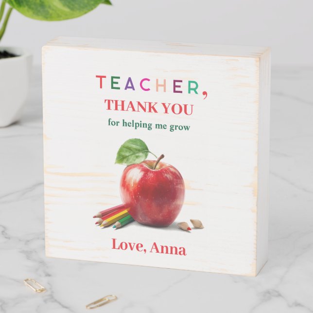 Teacher Gift - Wood Box Sign Thank You Message (In Situ Horizontal)
