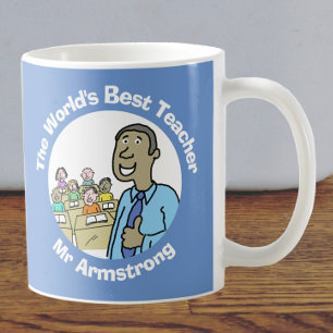 Teacher Gift. World's Best Black Male Teacher Coffee Mug