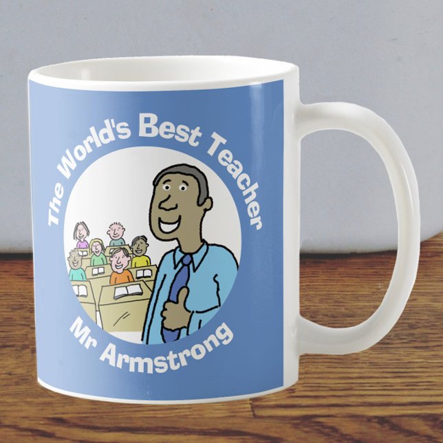 Teacher Gift. World's Best Black Male Teacher Coffee Mug (Creator Uploaded)