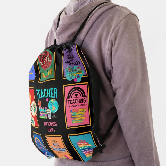 Teacher Gifts Quotes Funny Appreciation Retirement Drawstring Bag (Insitu)