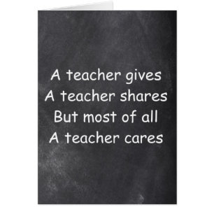 Teacher Gives Shares Cares Chalkboard Design Cards