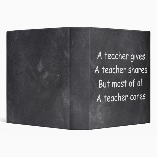 Teacher Gives Shares Cares Chalkboard Gift Idea 3 Ring Binder (Background)