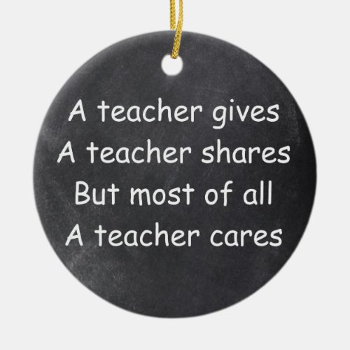 Teacher Gives Shares Cares Chalkboard Gift Idea Ceramic Ornament