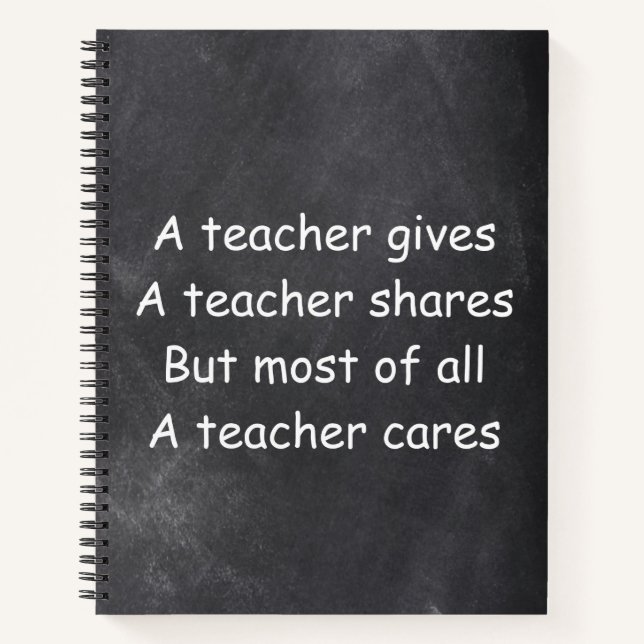 Teacher Gives Shares Cares Chalkboard Gift Idea Notebook (Front)