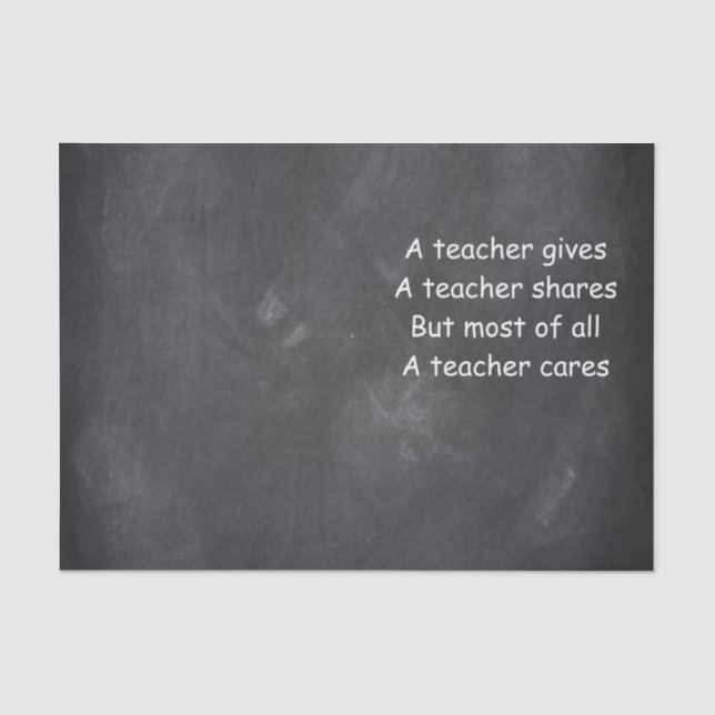 Teacher Gives Shares Cares Chalkboard Gift Idea Tissue Paper (Front)