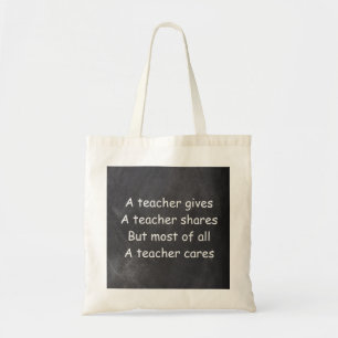 Teacher Gives Shares Cares Chalkboard Gift Idea Tote Bag