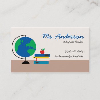 Teacher Globe Business Card by oddowl at Zazzle