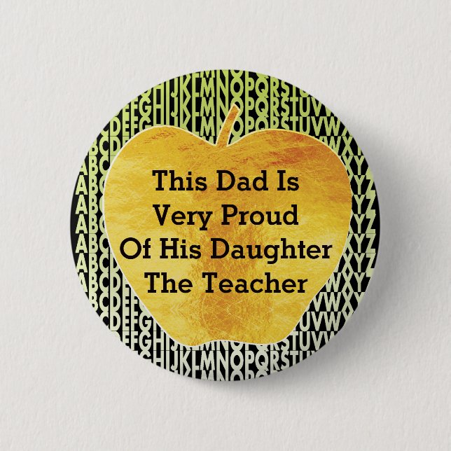 Teacher -Gold Apple Button (Front)