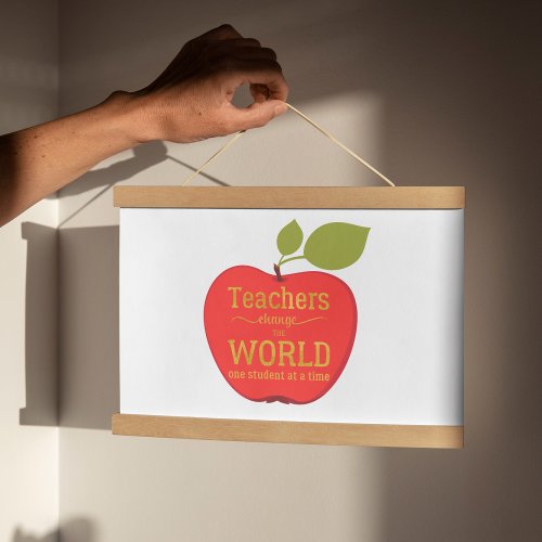 Teacher gold typography quote with big red apple poster