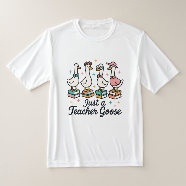 Teacher Goose Cute Geese On Books T-Shirt (Laydown)