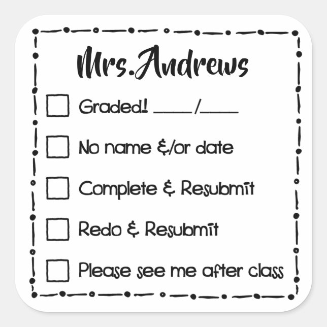 Teacher Grading Papers Student Art Teacher Art Gra Square Sticker (Front)