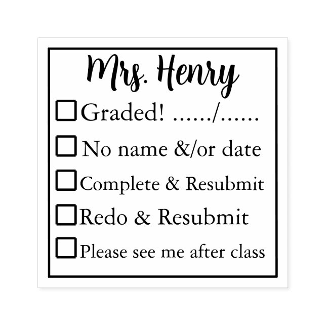 Teacher Grading Rubber Stamp (Imprint)