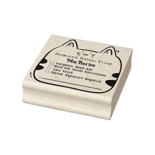 Teacher Grading Rubber Stamp Cute Cat Homework 