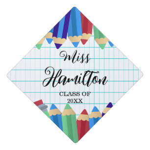 Teacher Graduation Cute School Themed Cap Topper
