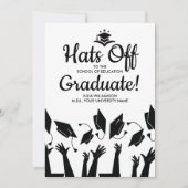Teacher Graduation Hats Off Grad Photo Party Invitation (Front)