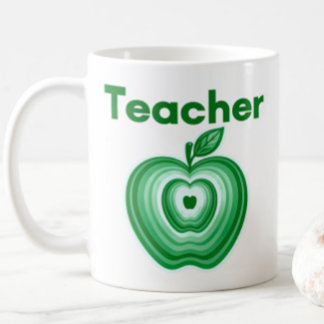 Teacher Green Apple Rings Gift Coffee Mug