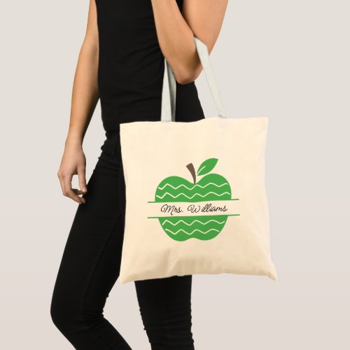 Teacher Green Apple Tote Bag