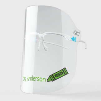 Teacher Green Crayon Face Shield