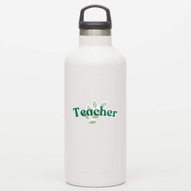 Teacher Green Leaf Sticker (Waterbottle)
