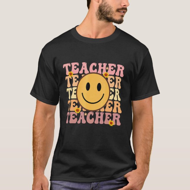 Teacher Groovy Retro Hippie 4 T-Shirt (Front)
