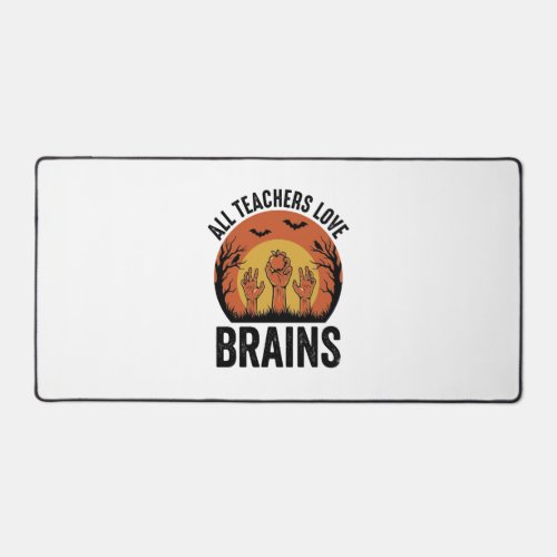 Teacher Halloween Brains Vintage Vector Design_1 Desk Mat