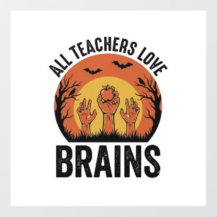 Teacher Halloween Brains Vintage Vector Design_1 Floor Decals