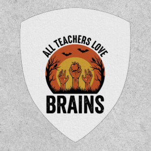 Teacher Halloween Brains Vintage Vector Design_1 Patch