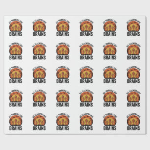 Teacher Halloween Brains Vintage Vector Design_1 Wrapping Paper