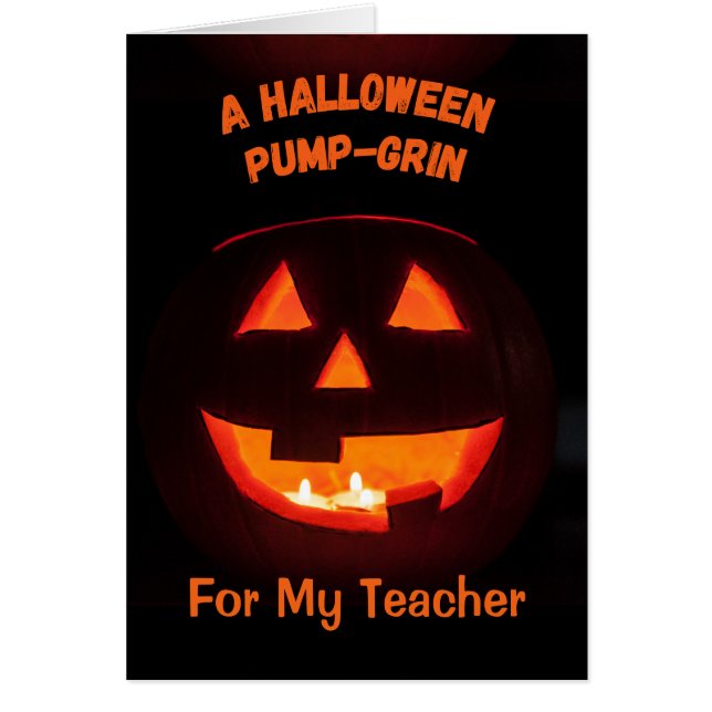 Teacher Halloween Cute Jack o' Lantern Cards (Front)